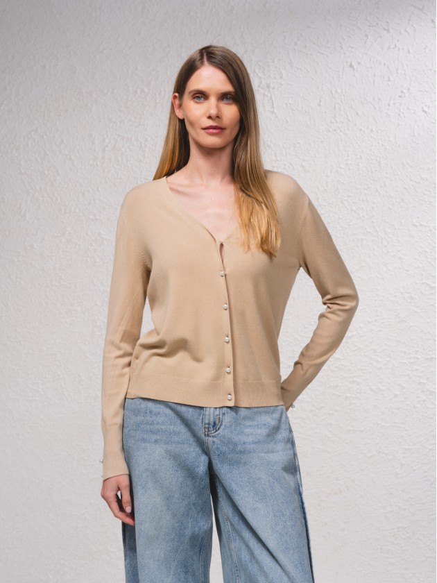 Cardigan em malha fina