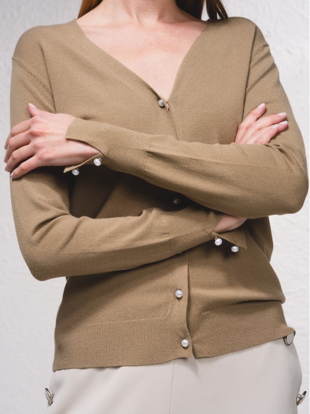 Cardigan em malha fina