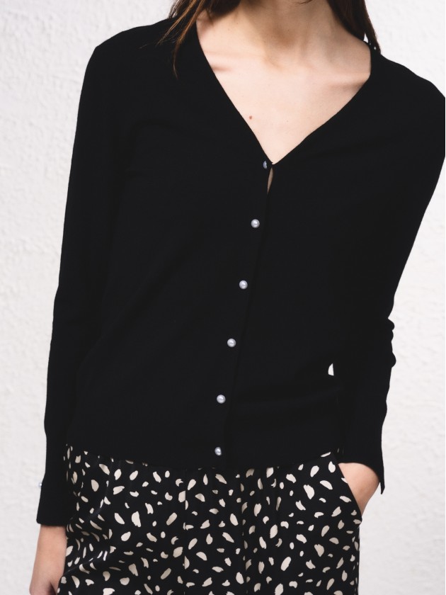 Cardigan em malha fina
