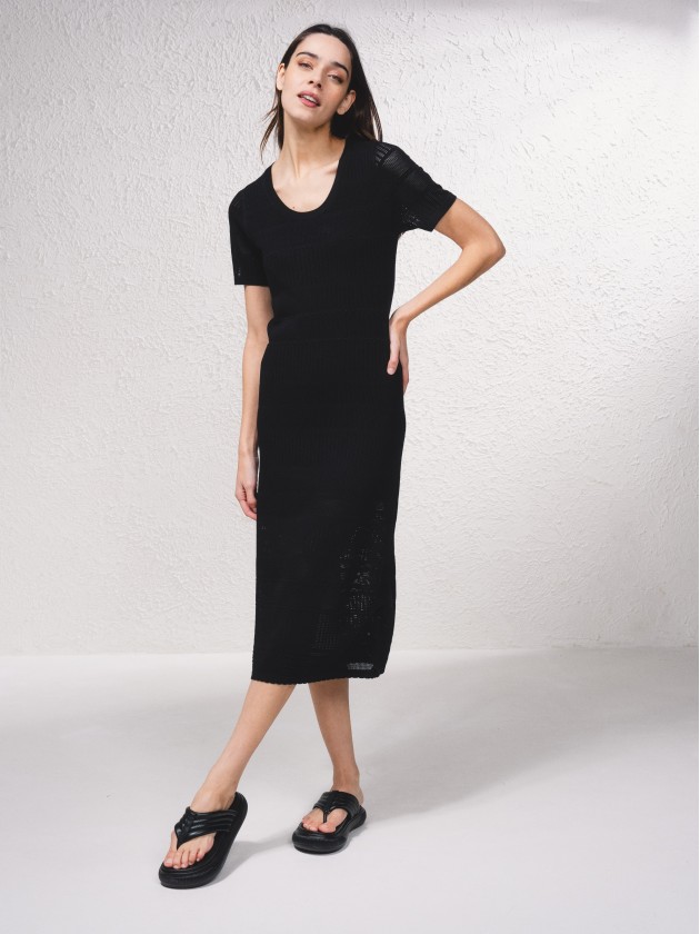Vestido midi em malha