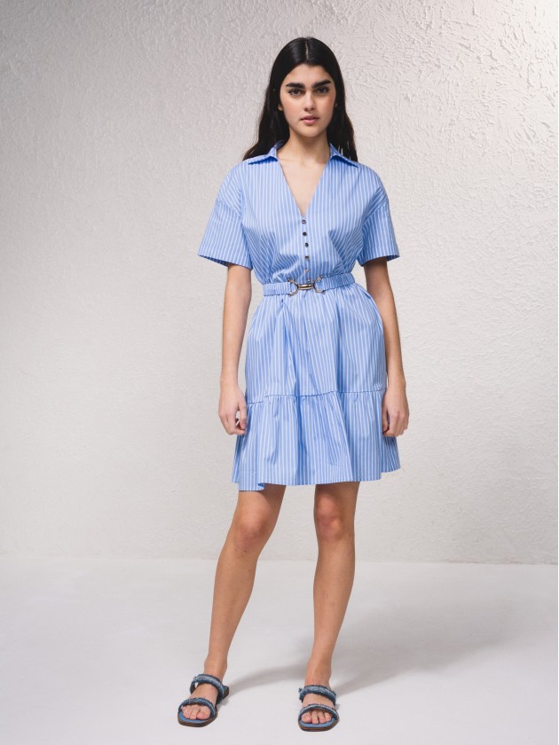Vestido s riscas com cinto