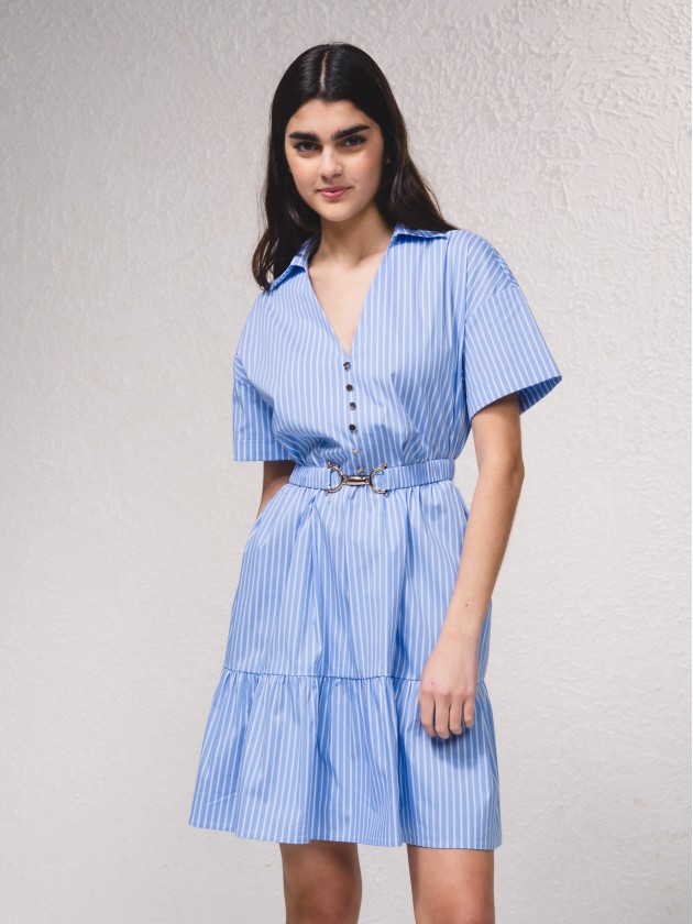 Vestido s riscas com cinto