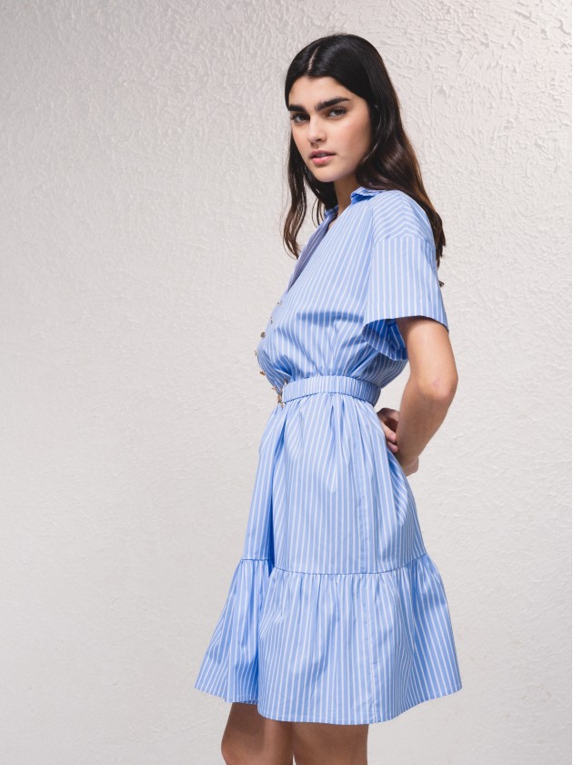 Vestido s riscas com cinto