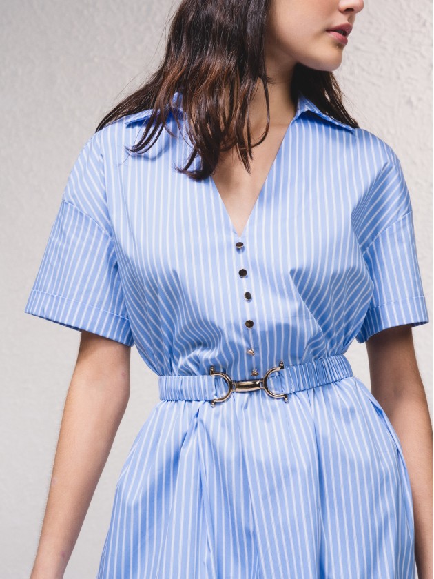 Vestido s riscas com cinto