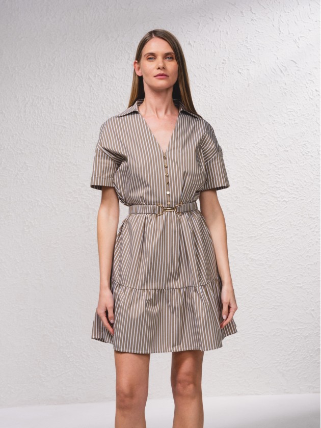 Vestido s riscas com cinto