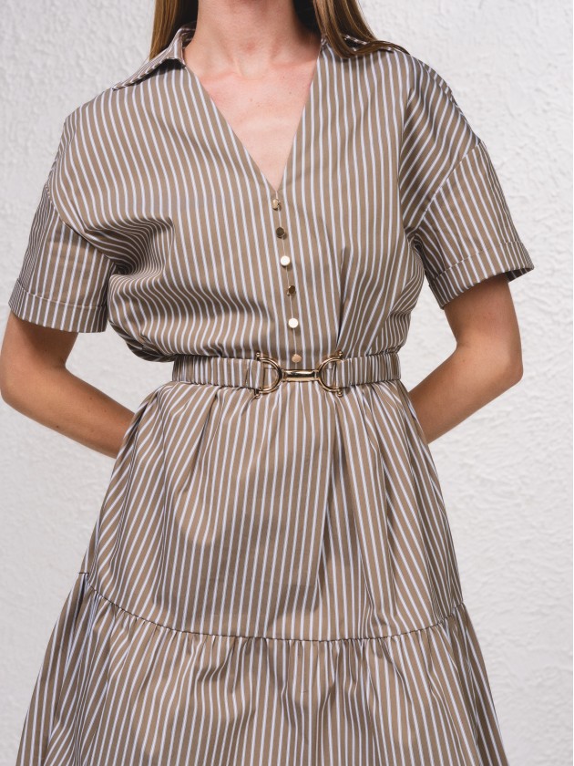 Vestido s riscas com cinto
