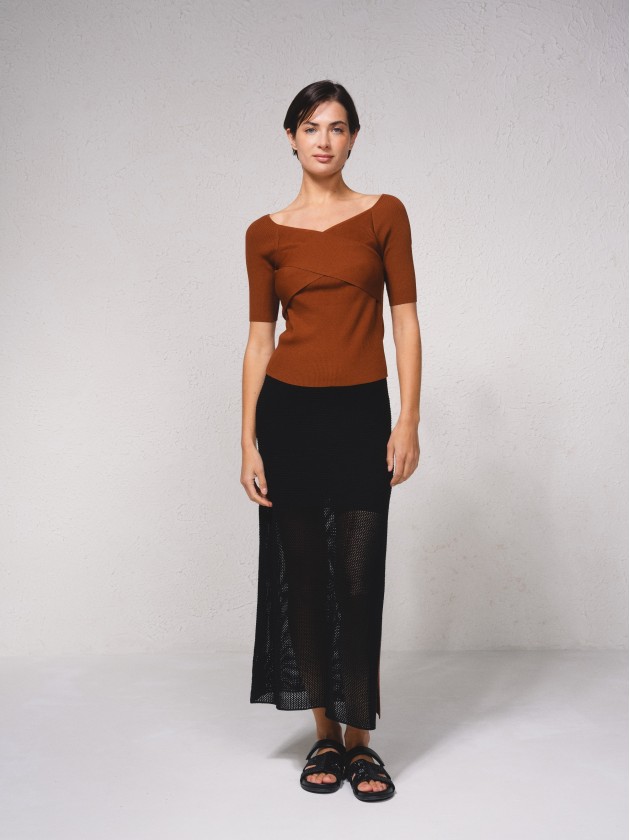 Camisola em malha canelada