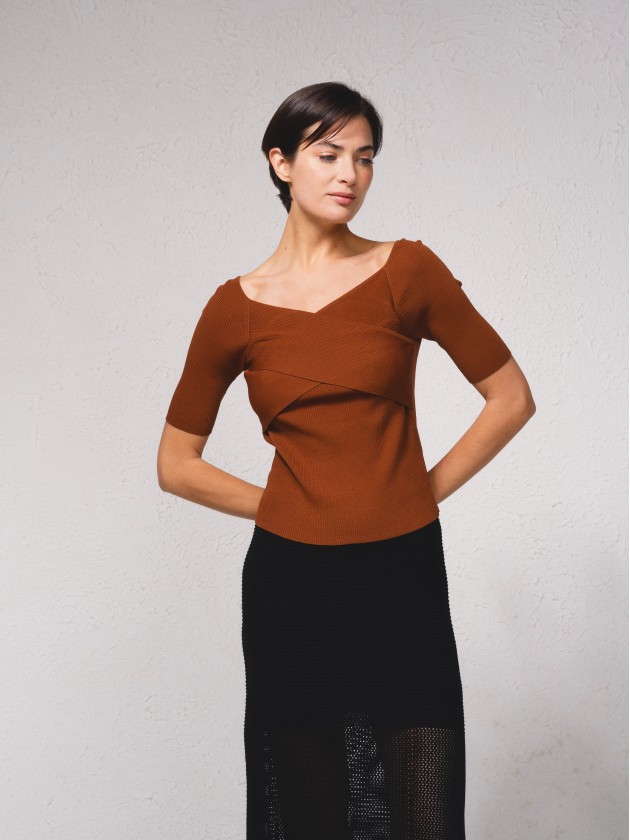 Camisola em malha canelada