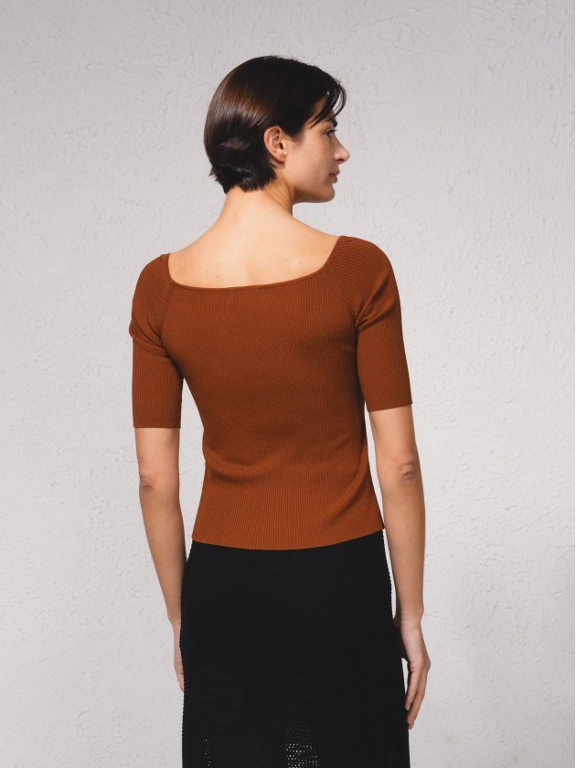 Camisola em malha canelada