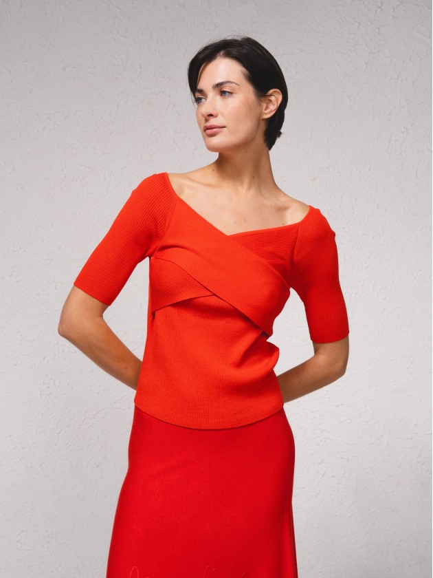 Camisola em malha canelada
