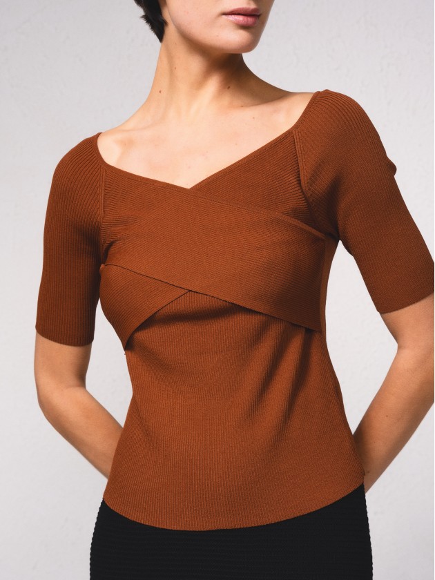 Camisola em malha canelada