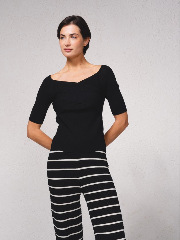 Camisola em malha canelada