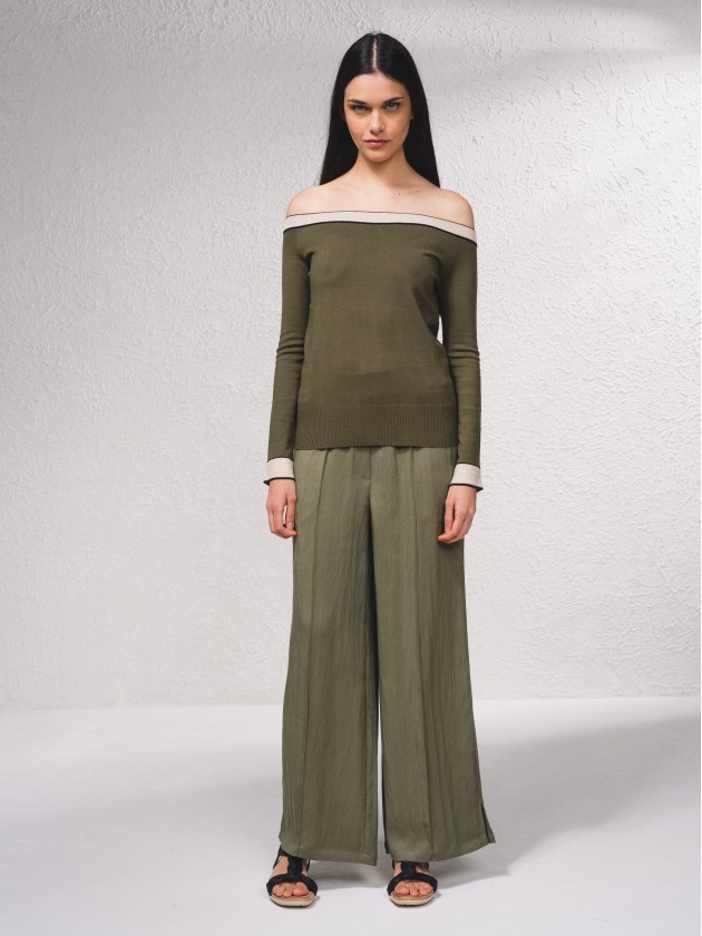 Camisola em contraste com mistura de lurex