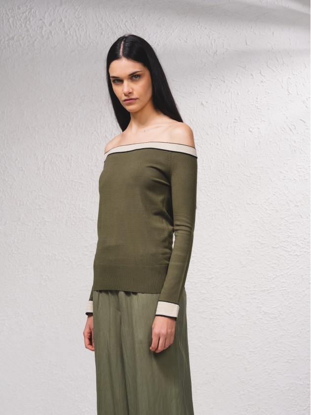 Camisola em contraste com mistura de lurex