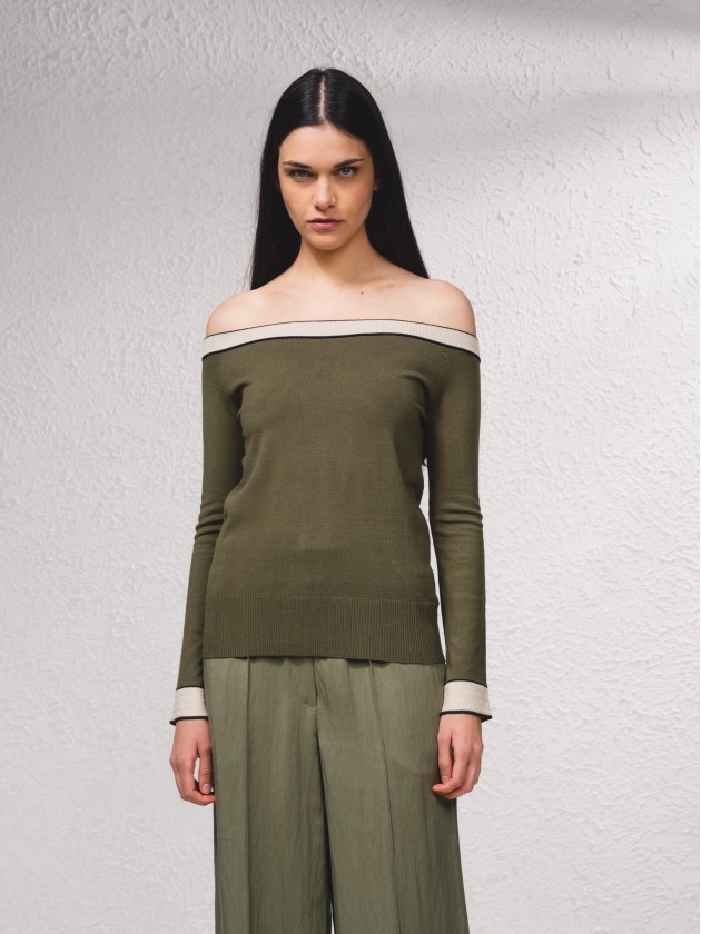 Camisola em contraste com mistura de lurex