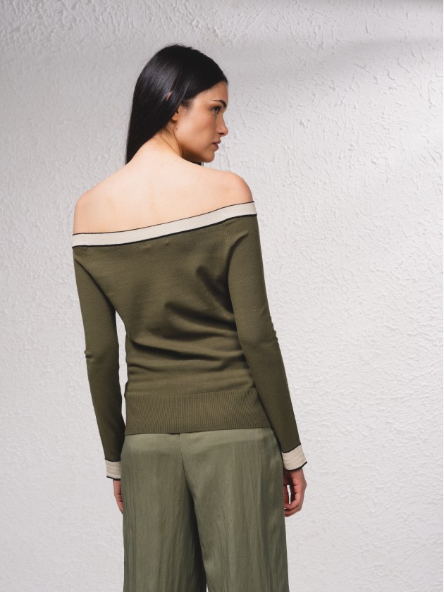 Camisola em contraste com mistura de lurex