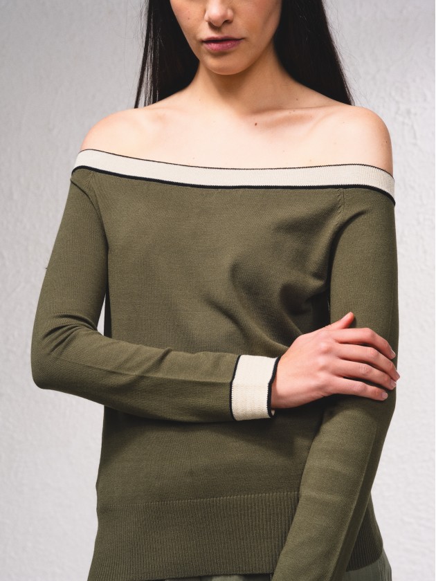 Camisola em contraste com mistura de lurex