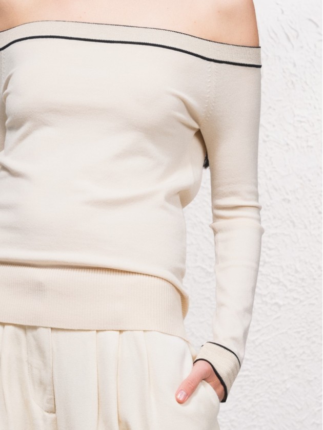 Camisola em contraste com mistura de lurex