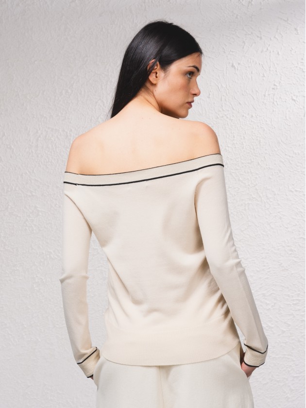 Camisola em contraste com mistura de lurex