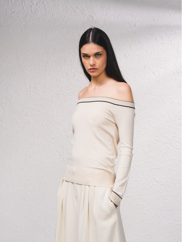 Camisola em contraste com mistura de lurex