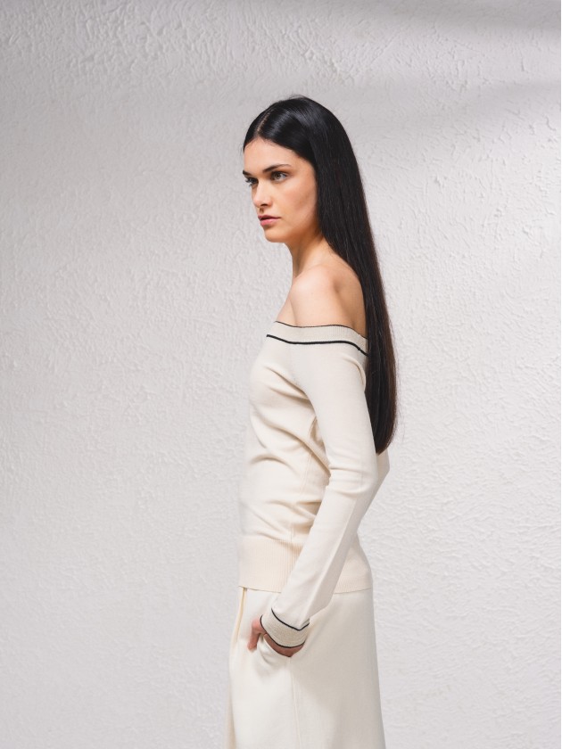 Camisola em contraste com mistura de lurex