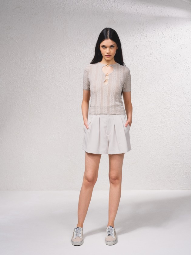 Top em lurex com aberturas  frente