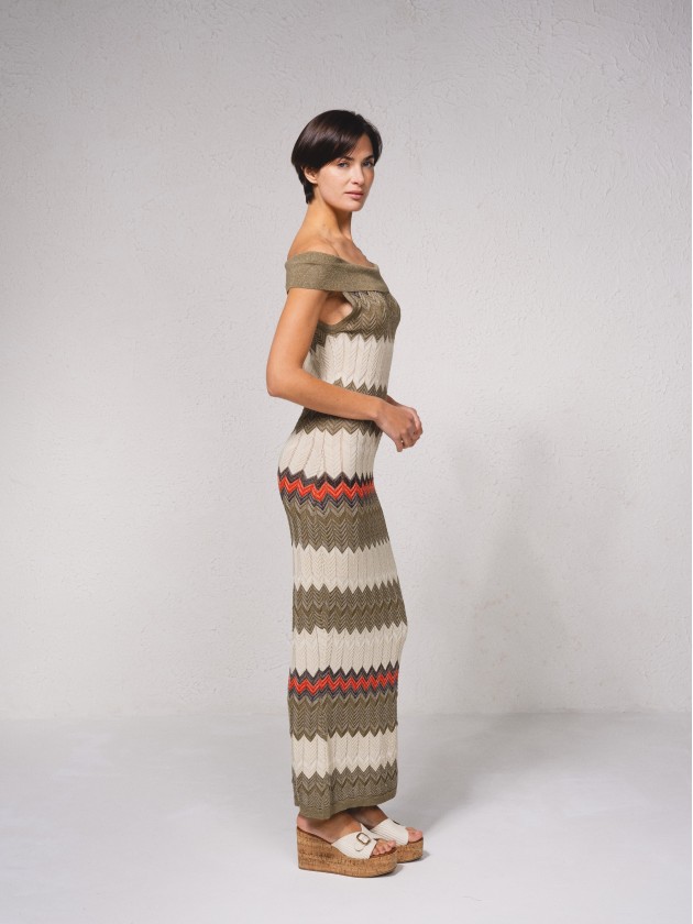 Vestido comprido de mistura de lurex