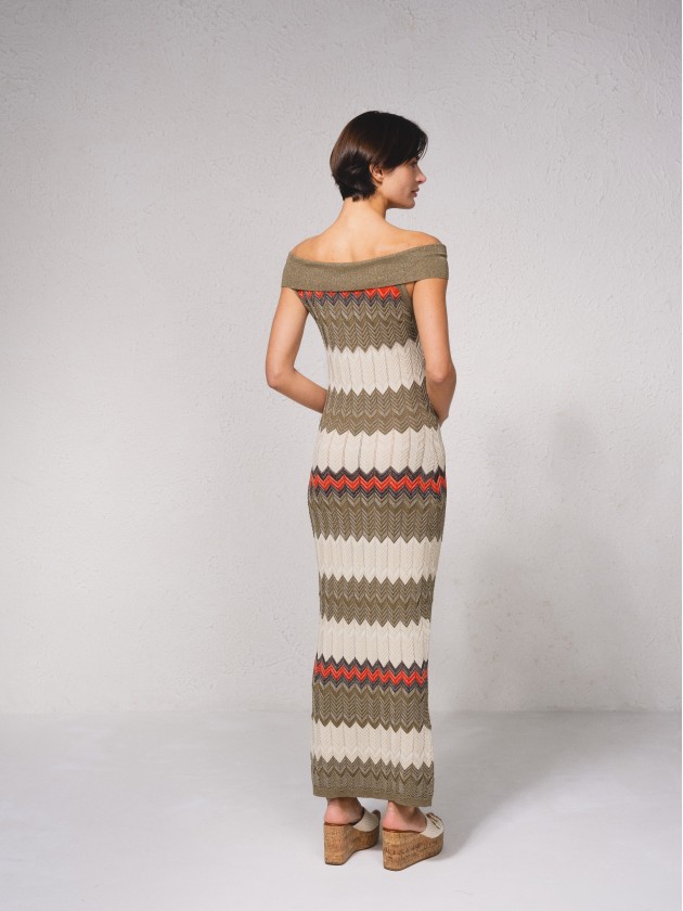 Vestido comprido de mistura de lurex