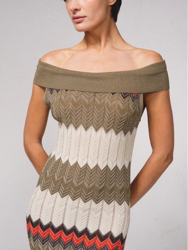 Vestido comprido de mistura de lurex
