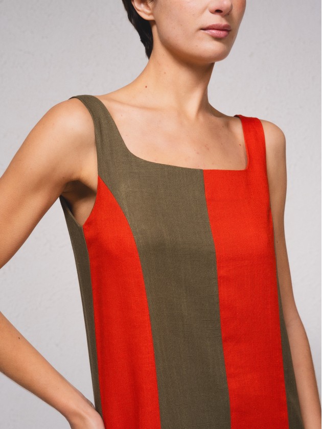 Vestido de alas em contraste