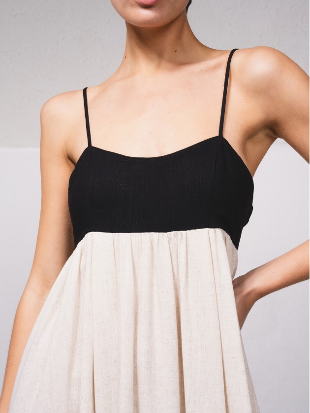Vestido com top em contraste