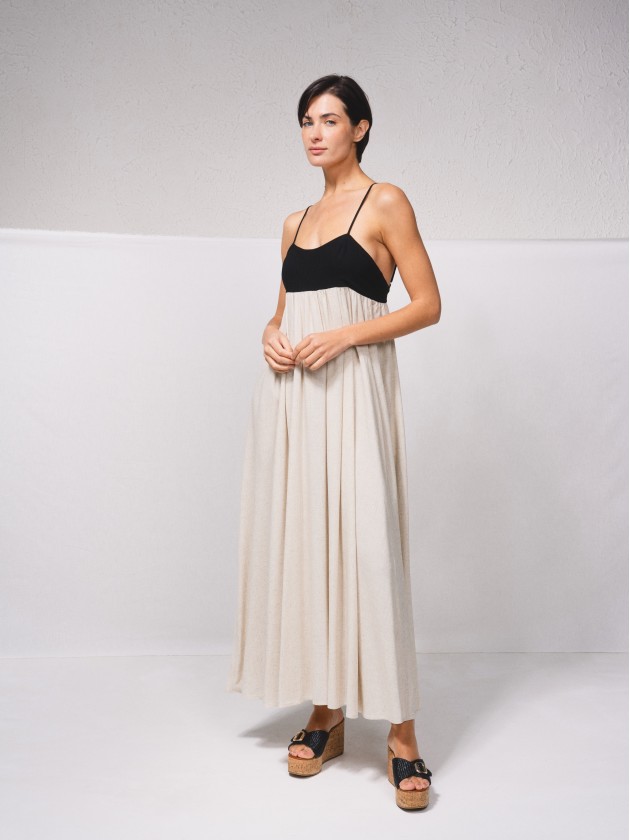 Vestido com top em contraste