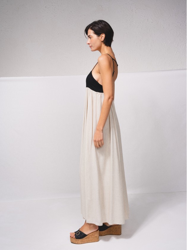 Vestido com top em contraste