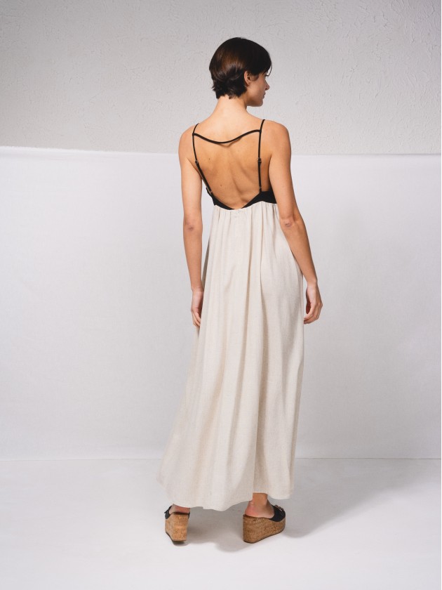 Vestido com top em contraste