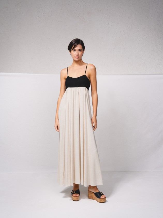 Vestido com top em contraste