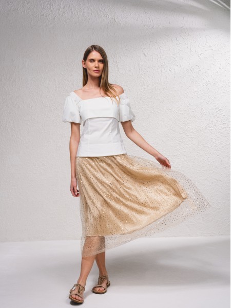 Saia em tule com brilhos
