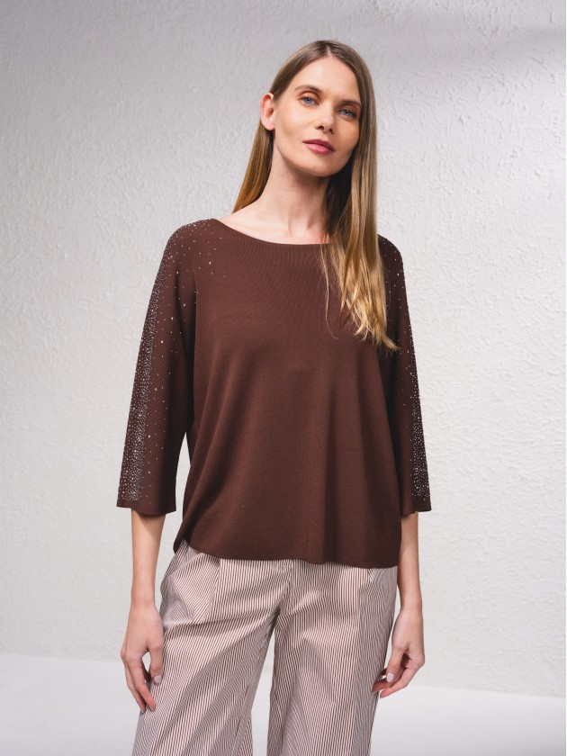 Camisola com aplicaes brilhantes