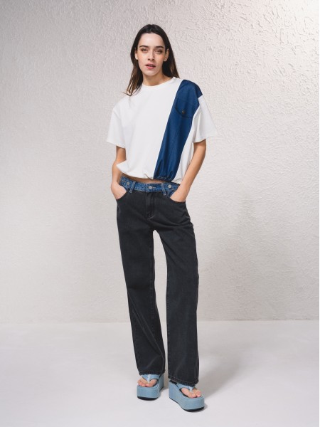 T-shirt avec tissu contrast
