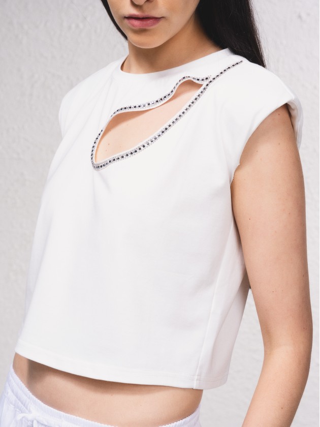 T-shirt com abertura frontal