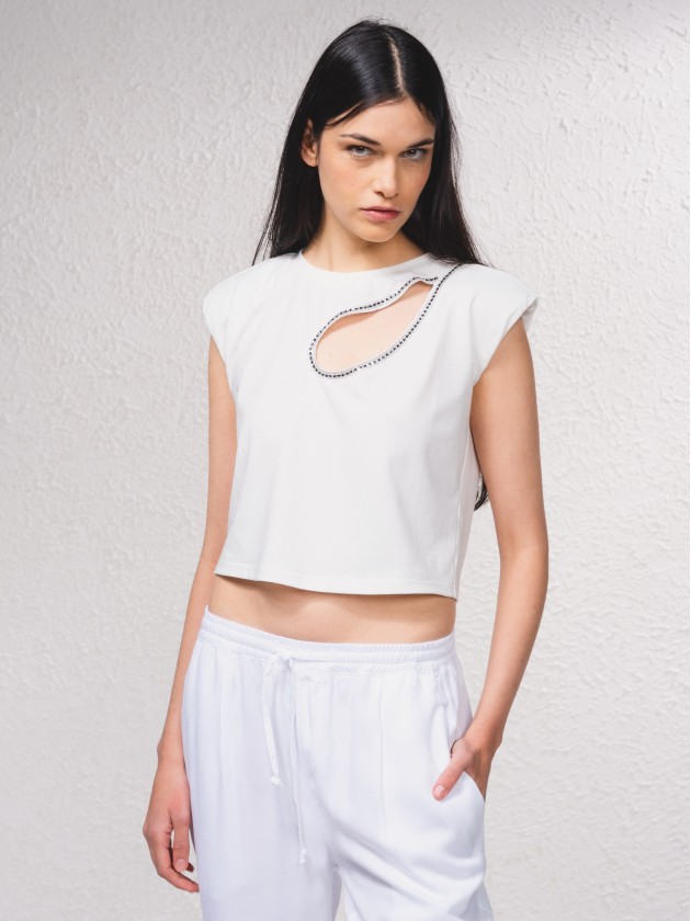 T-shirt com abertura frontal