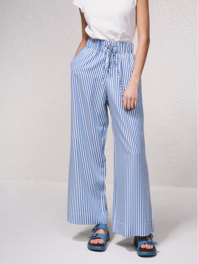 Striped pants with ties