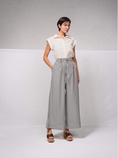 Striped pants with ties
