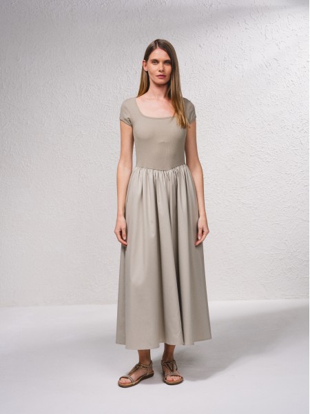 Long dress with square neckline