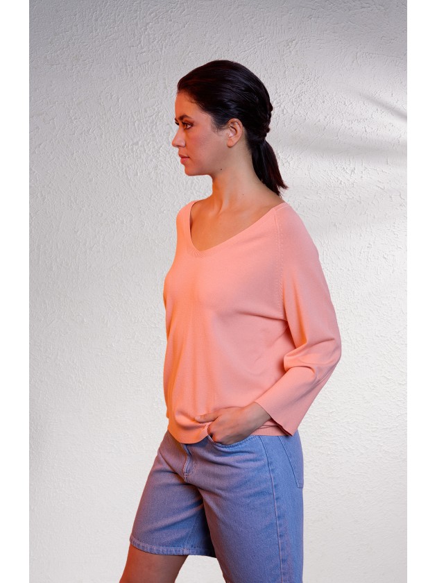 V-neck knit sweater
