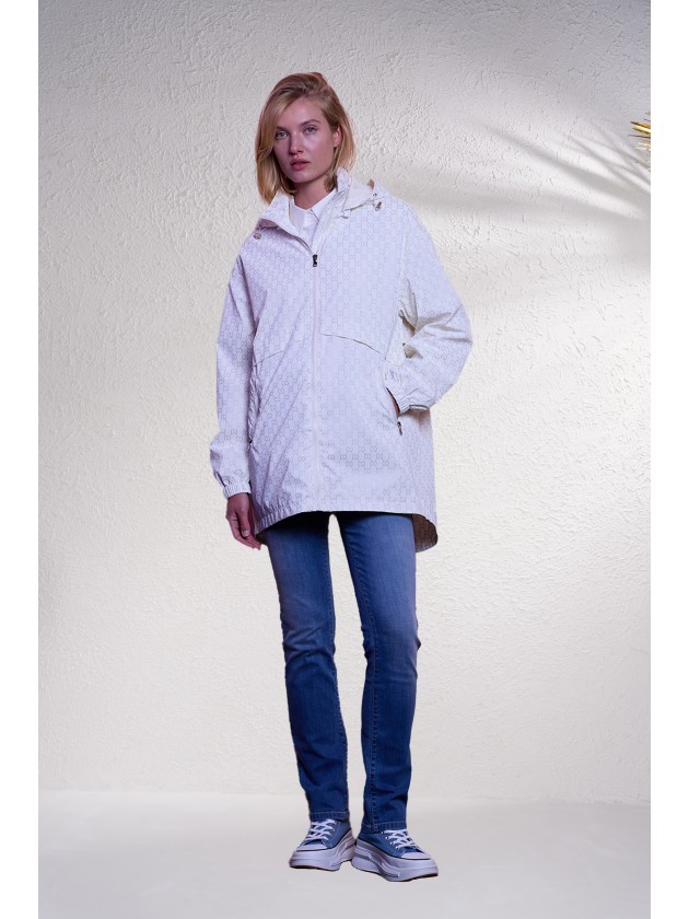 Parka comprida estampada
