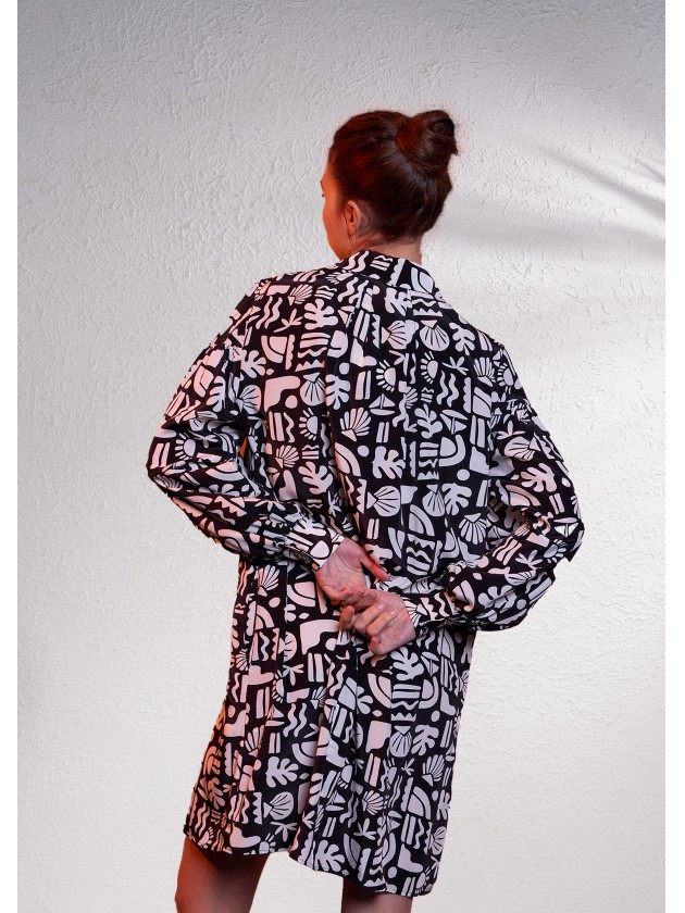 Satin shirt dress with print