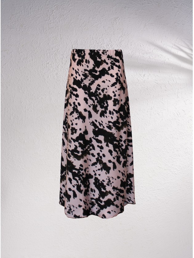 Saia midi acetinada com estampado