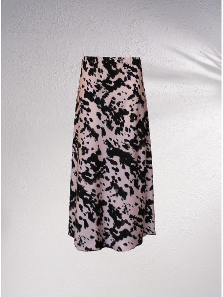 Saia midi acetinada com estampado