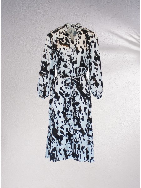 Vestido midi acetinado com estampado
