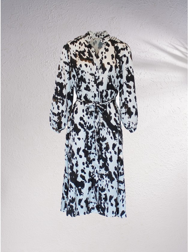 Vestido midi acetinado com estampado